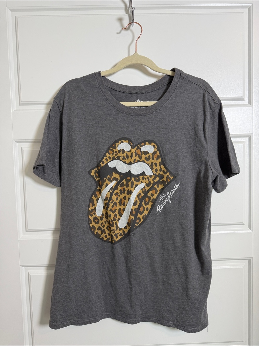 Rolling Stones Tee Shirt with Leopard Tongue Graphic